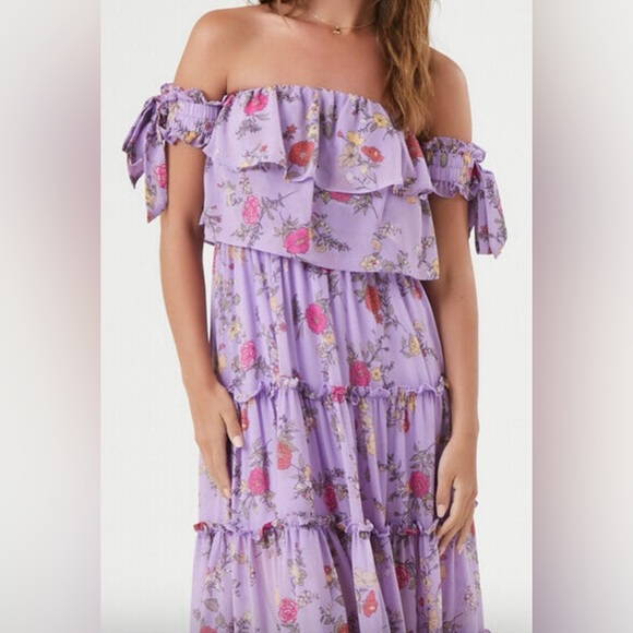 NWT!! Forever 21 Floral Off the Shoulder Midi Dress! - Picture 3 of 4